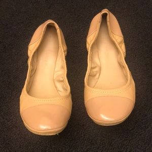Beige Leather Flats - Size 9
